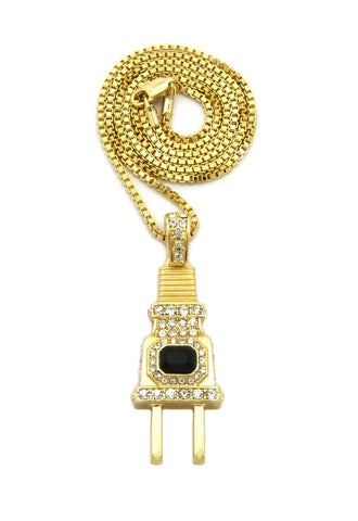 nyfashion101 Colored Center Gemstone Power Plug Pendant with Chain Necklace New on Amazon