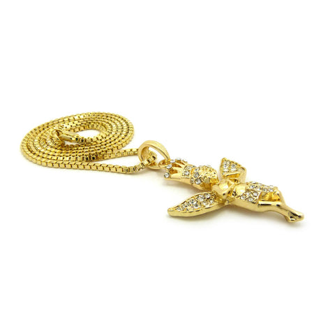 Nyfashion101 Crowned Angel Stone Stud Pendant W/ Chain Necklace