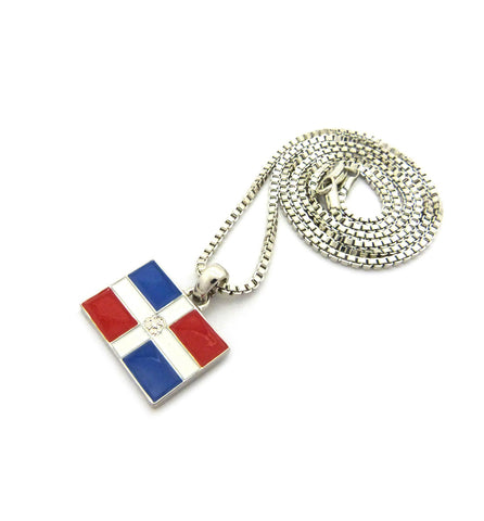 Nyfashion101 Dominican Republic Flag Micro Pendant W/ Chain Necklace