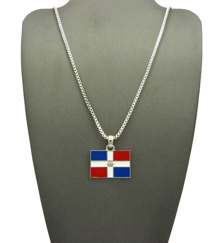 Nyfashion101 Dominican Republic Flag Micro Pendant W/ Chain Necklace