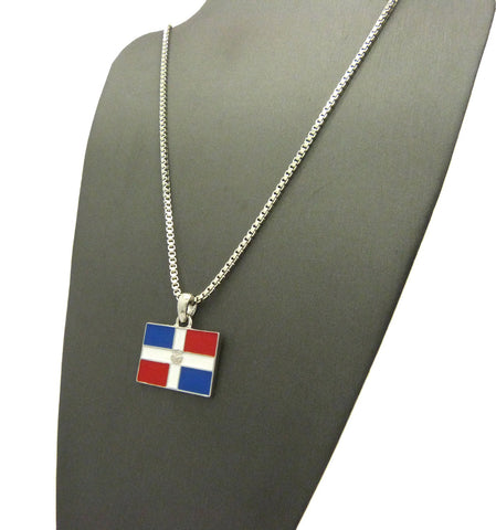 Nyfashion101 Dominican Republic Flag Micro Pendant W/ Chain Necklace