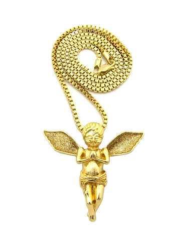 Nyfashion101 Dusted Extended Wing Pray Angel Pendant W/ Chain Necklace