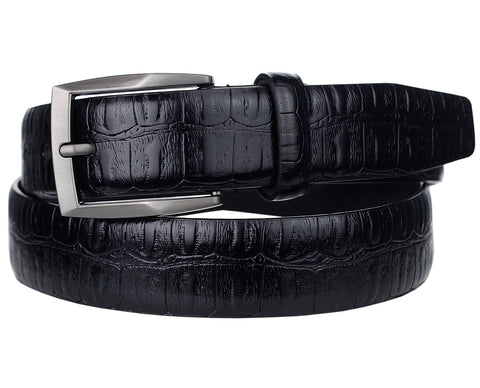Nyfashion101 Eurosport Men's Patterned Faux Leather Cut-To-Fit Belt With Gun Metal Square Buckle
