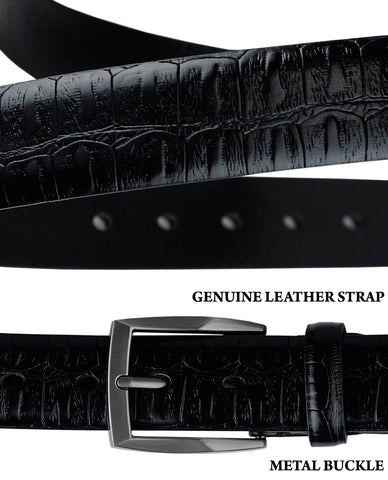 Nyfashion101 Eurosport Men's Patterned Faux Leather Cut-To-Fit Belt With Gun Metal Square Buckle