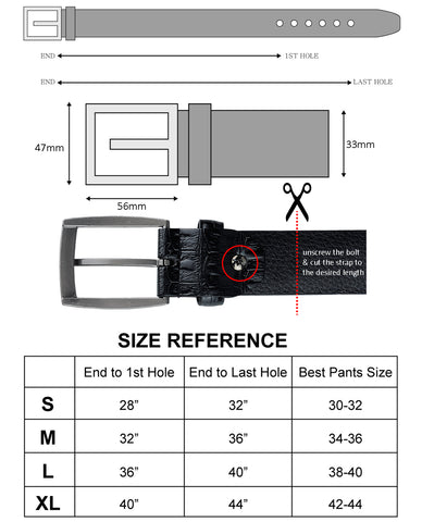 Nyfashion101 Eurosport Men's Patterned Faux Leather Cut-To-Fit Belt With Gun Metal Square Buckle