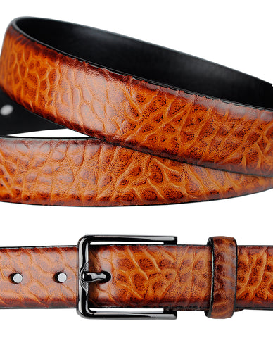 Nyfashion101 Eurosport Men's Tawny Faux Leather Cut-To-Fit Belt With Dark Metal Square Buckle TS00012