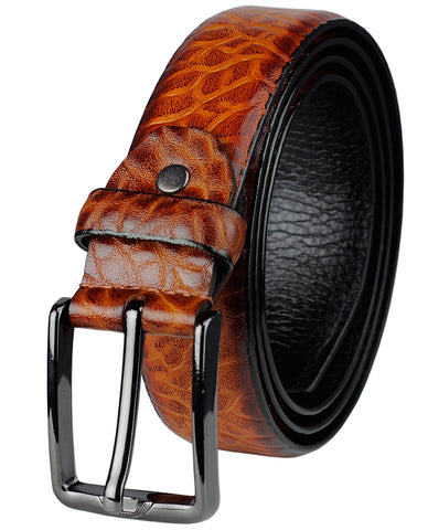 nyfashion101 Eurosport Men's Tawny Faux Leather Cut-To-Fit Belt with Dark Metal Square Buckle TS00012