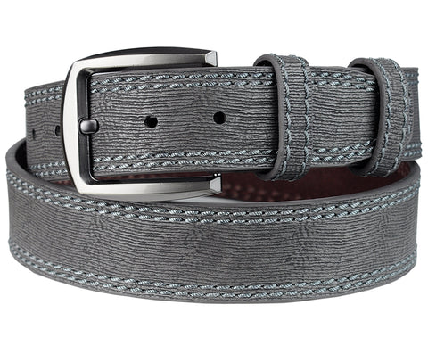 Nyfashion101 Eurosport Men's Textures Bonded Leather Stitched Edge Cut-To-Fit Belt With Square Buckle