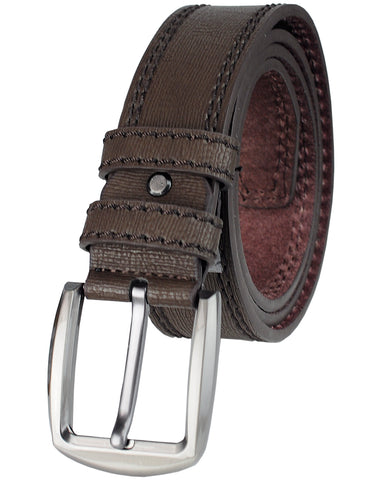 Nyfashion101 Eurosport Men's Textures Bonded Leather Stitched Edge Cut-To-Fit Belt With Square Buckle