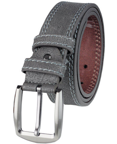 nyfashion101 Eurosport Men's Textures Bonded Leather Stitched Edge Cut-To-Fit Belt with Square Buckle
