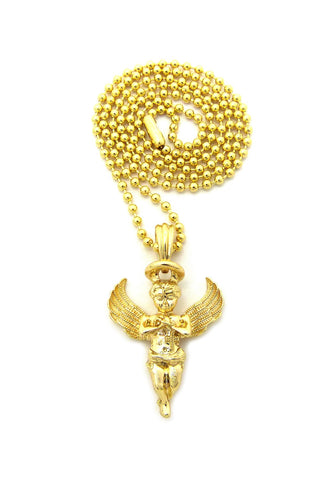 Nyfashion101 Extended Wing Praying Halo Angel Pendant W/ Chain Necklace