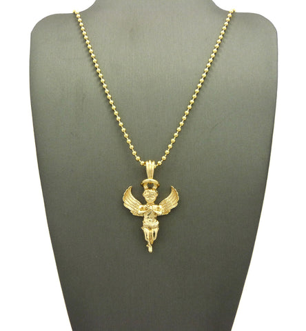 nyfashion101 Extended Wing Praying Halo Angel Pendant w/ Chain Necklace