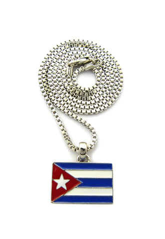 nyfashion101 Flag of Cuba Micro Pendant with Chain Necklace