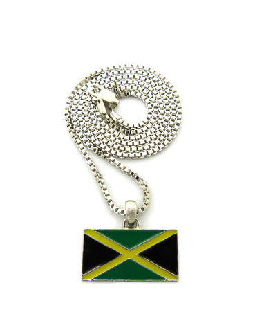 nyfashion101 Flag of Jamaica Micro Pendant with Chain Necklace