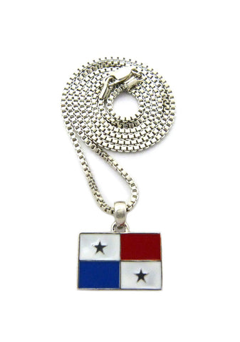 nyfashion101 Flag of Panama Micro Pendant with Chain Necklace