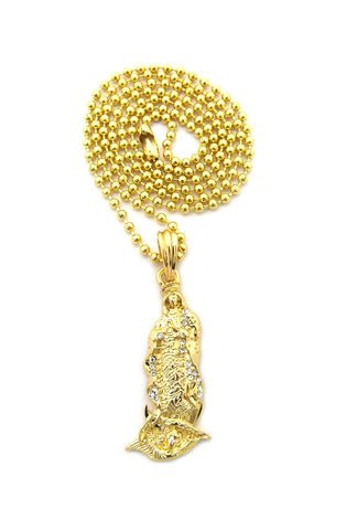 Nyfashion101 Gold-Tone Contoured Mother Mary Pendant W/ Chain Necklace