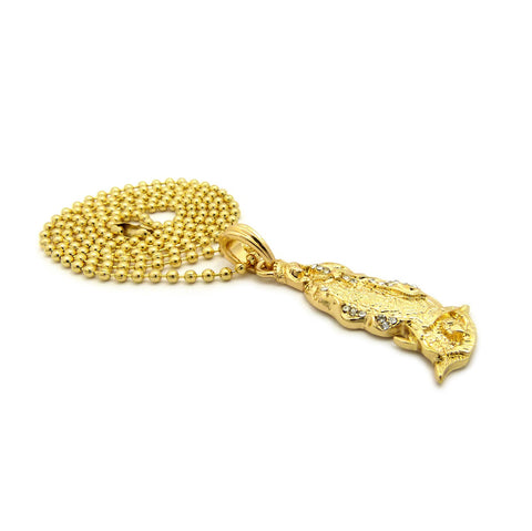 Nyfashion101 Gold-Tone Contoured Mother Mary Pendant W/ Chain Necklace