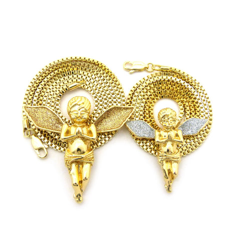 Nyfashion101 Gold-Tone Dusted Pray Angel Pendant Set W/ Box Chain Necklaces