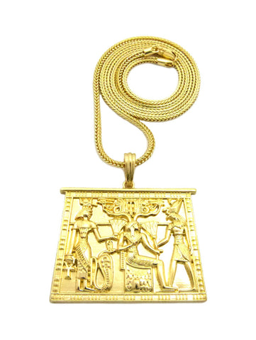 Nyfashion101 Gold-Tone Egyptian Hieroglyphic Tablet With Chain Necklace