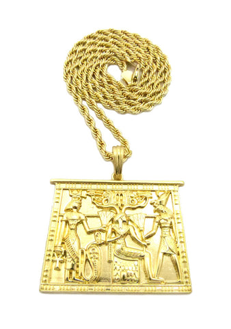 Nyfashion101 Gold-Tone Egyptian Hieroglyphic Tablet With Chain Necklace