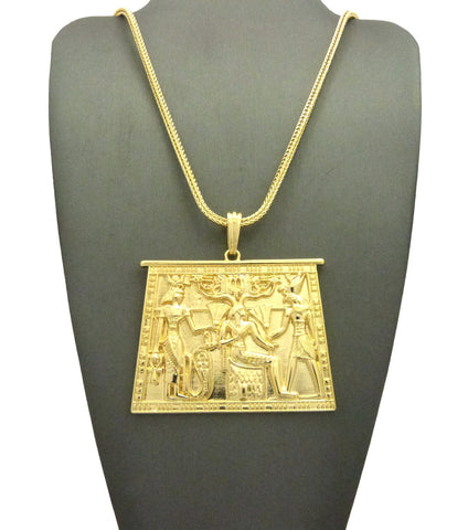 nyfashion101 Gold-Tone Egyptian Hieroglyphic Tablet with Chain Necklace