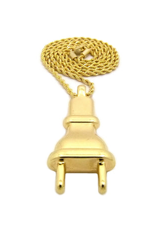 Nyfashion101 Gold-Tone Polished Power Plug Pendant With Chain Necklace