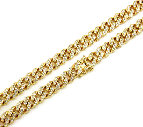 Nyfashion101 Hip-Hop Rapper's Style 12mm Iced Out Gold-Tone Cuban Chain Necklace With Box Clasp 30"