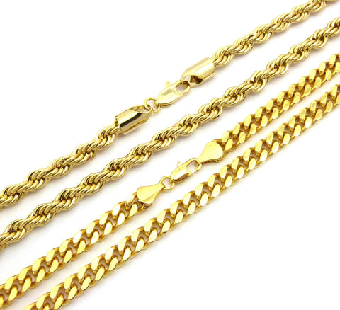 Nyfashion101 Hip-Hop Style 6mm 24" Rope Chain & 6mm 30" Box Cuban Chain Necklace Set Gold-Tone