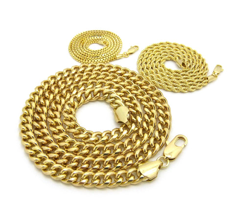 Nyfashion101 Hip-Hop Style Gold-Tone 24" Box 24" Rope & 30" Cuban Necklace Set