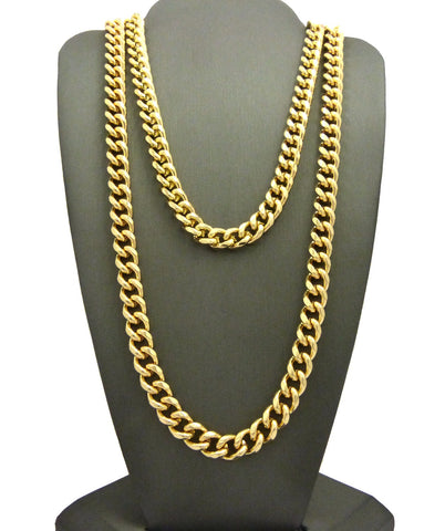 Nyfashion101 Hip-Hop Style Rapper's 8 Mm 30" & 36" Cuban Chain Necklace Set Gold-Tone