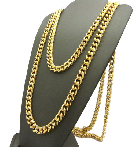 Nyfashion101 Hip-Hop Style Rapper's 8 Mm 30" & 36" Cuban Chain Necklace Set Gold-Tone