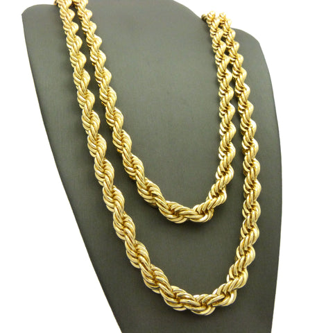 Nyfashion101 Hip-Hop Style Rappers' 8mm 24" And 30" Rope Chain Necklace Set In Gold-Tone