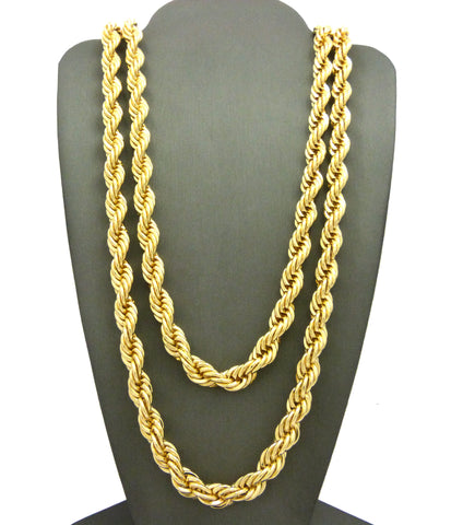 nyfashion101 Hip-Hop Style Rappers' 8mm 24" and 30" Rope Chain Necklace Set in Gold-Tone