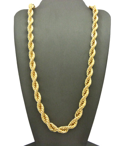 nyfashion101 Hip-Hop Style Rappers' 8mm Rope Chain Necklace in Gold-Tone