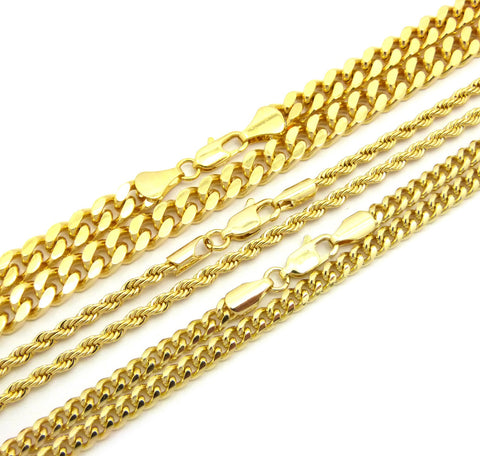 Nyfashion101 Hip-Hop Style Rope Chain Cuban Chain & Box Cuban Chain Necklace Set Gold-Tone