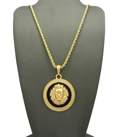 Nyfashion101 Lion Head Medallion Pendant W/ Chain Necklace