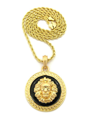 Nyfashion101 Lion Head Medallion Pendant W/ Chain Necklace