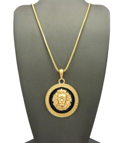 nyfashion101 Lion Head Medallion Pendant w/ Chain Necklace