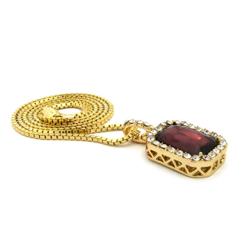 Nyfashion101 Medium Faux Amethyst Purple Stone Pendant W/ Chain Necklace