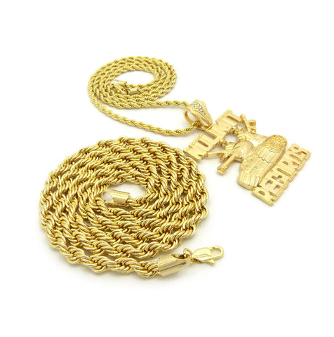 Nyfashion101 No Limit Records Tank Pendant On 3.5mm 24" Rope Chain With 6mm 30" Rope Chain Necklace In Gold-Tone