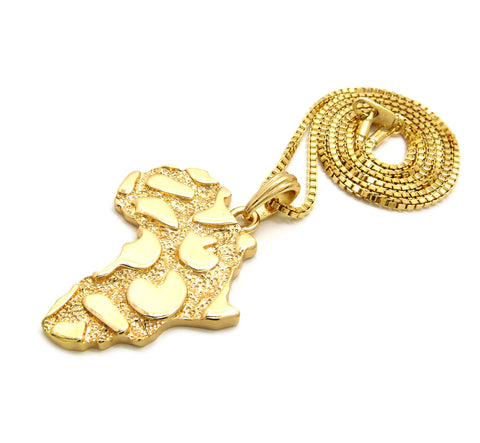 Nyfashion101 Nugget Africa Continent Pendant With 2mm 24" Box Chain Necklace Gold-Tone