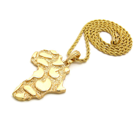 Nyfashion101 Nugget Africa Continent Pendant With Rope Chain Necklace Gold-Tone