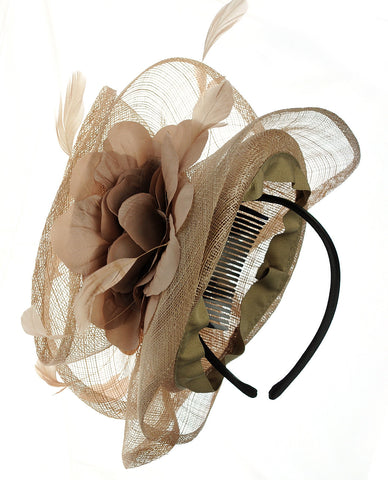 Nyfashion101 NYfashion101 Cocktail Elegant Ruffle Feather Sinamay Fascinator Headband