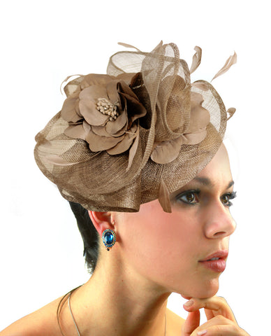 nyfashion101 NYfashion101 Cocktail Elegant Ruffle Feather Sinamay Fascinator Headband