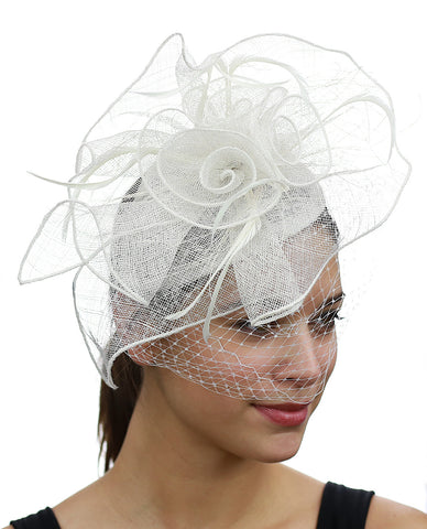 Nyfashion101 NYFASHION101 Cocktail Formal Party Face Veil Floral Mesh Fascinator Headband