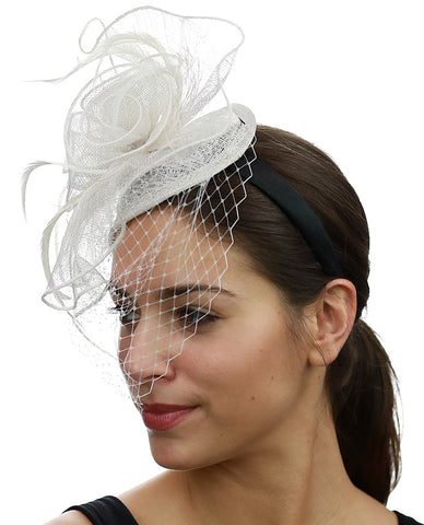 Nyfashion101 NYFASHION101 Cocktail Formal Party Face Veil Floral Mesh Fascinator Headband