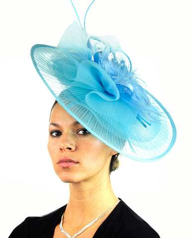 Nyfashion101 NYFASHION101 Cocktail Sinamay Fascinator Headband Feather & Flower Design