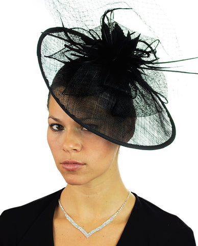 Nyfashion101 NYFASHION101 Cocktail Teardrop Shaped Sinamay Headband W/ Face Veil