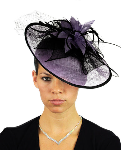 Nyfashion101 NYFASHION101 Cocktail Teardrop Shaped Sinamay Headband W/ Face Veil