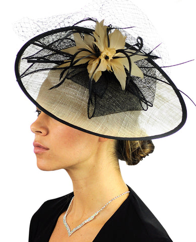 nyfashion101 NYFASHION101 Cocktail Teardrop Shaped Sinamay Headband w/ Face Veil